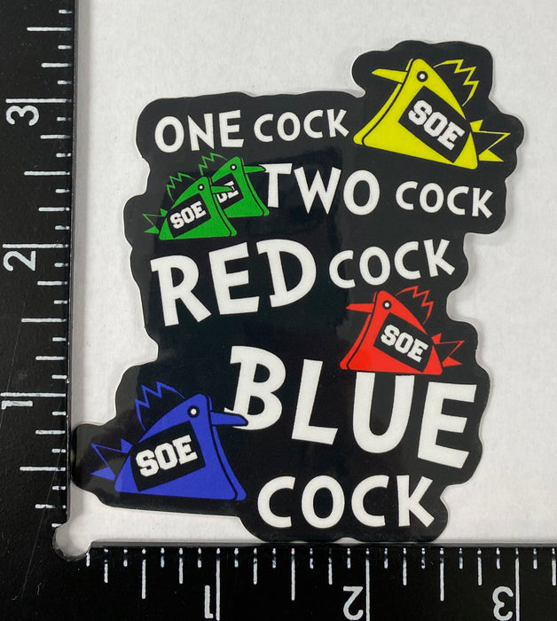 One Cock Two Cock Sticker