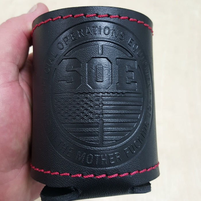 Leather beer/soda can coozie
