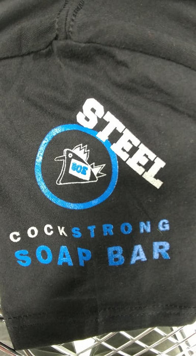 Blue logo Cock Strong soap bar T-shirt