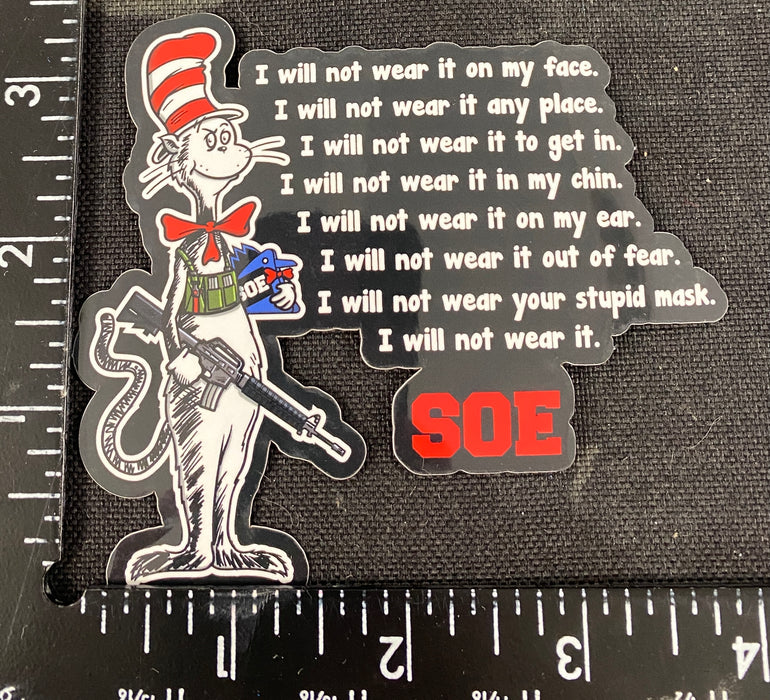 Cat in the Hat NO Mask Sticker