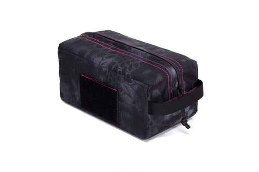 Toiletry Bag Black with toxic green thread